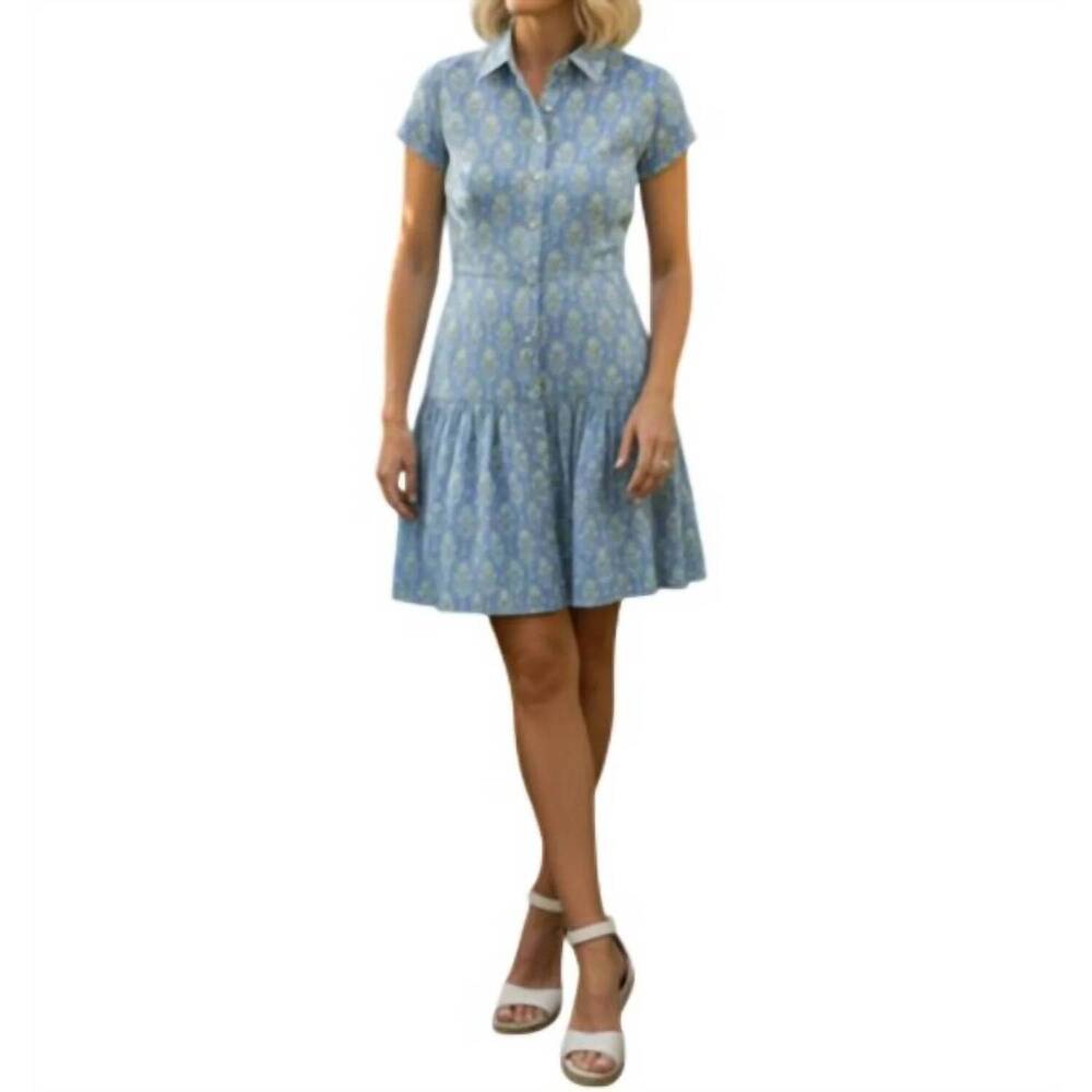 NEW PATTY KIM colette floral shirt dress in blue